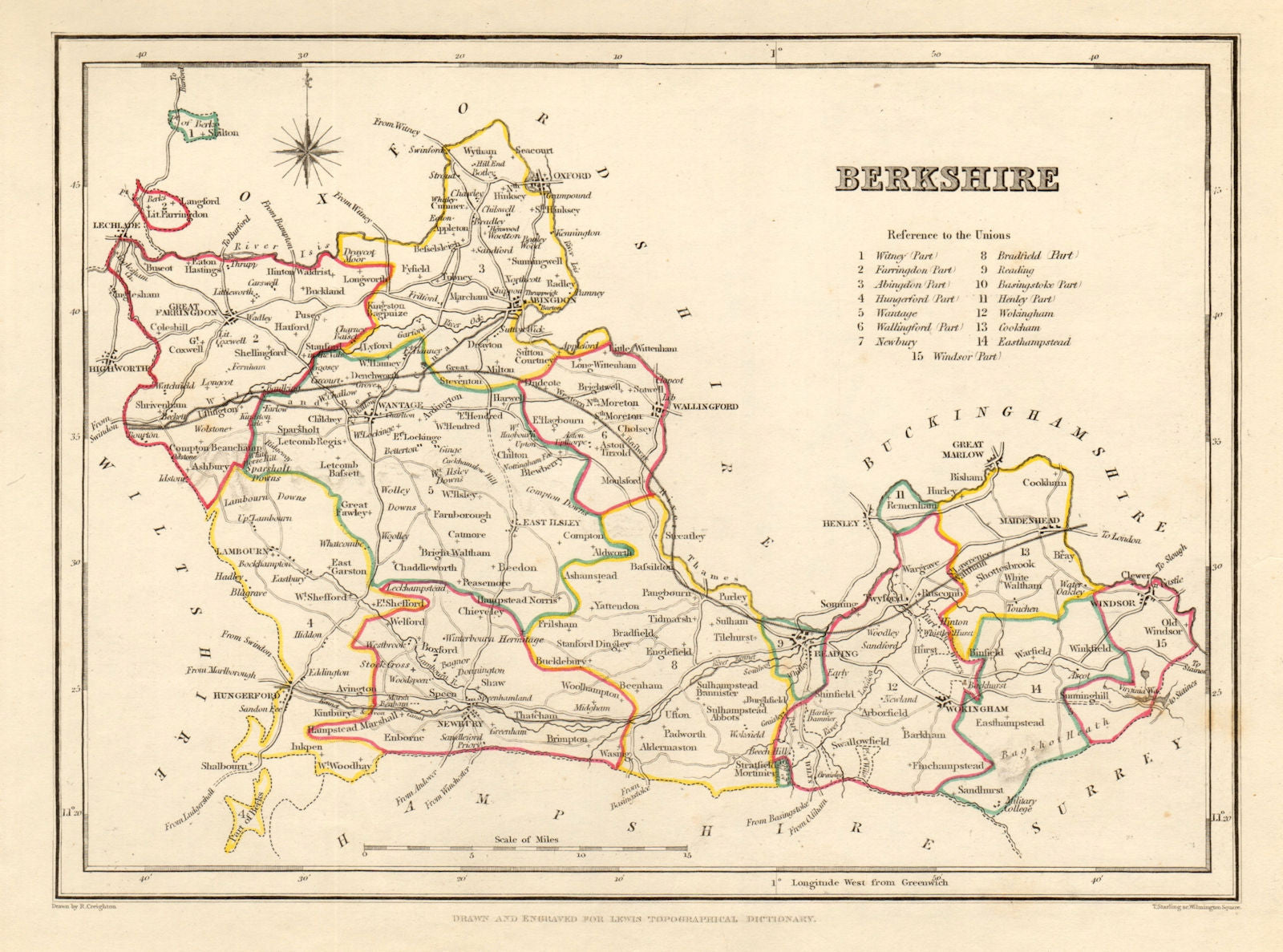 Antique county map of BERKSHIRE by Creighton & Starling for Lewis c1840
